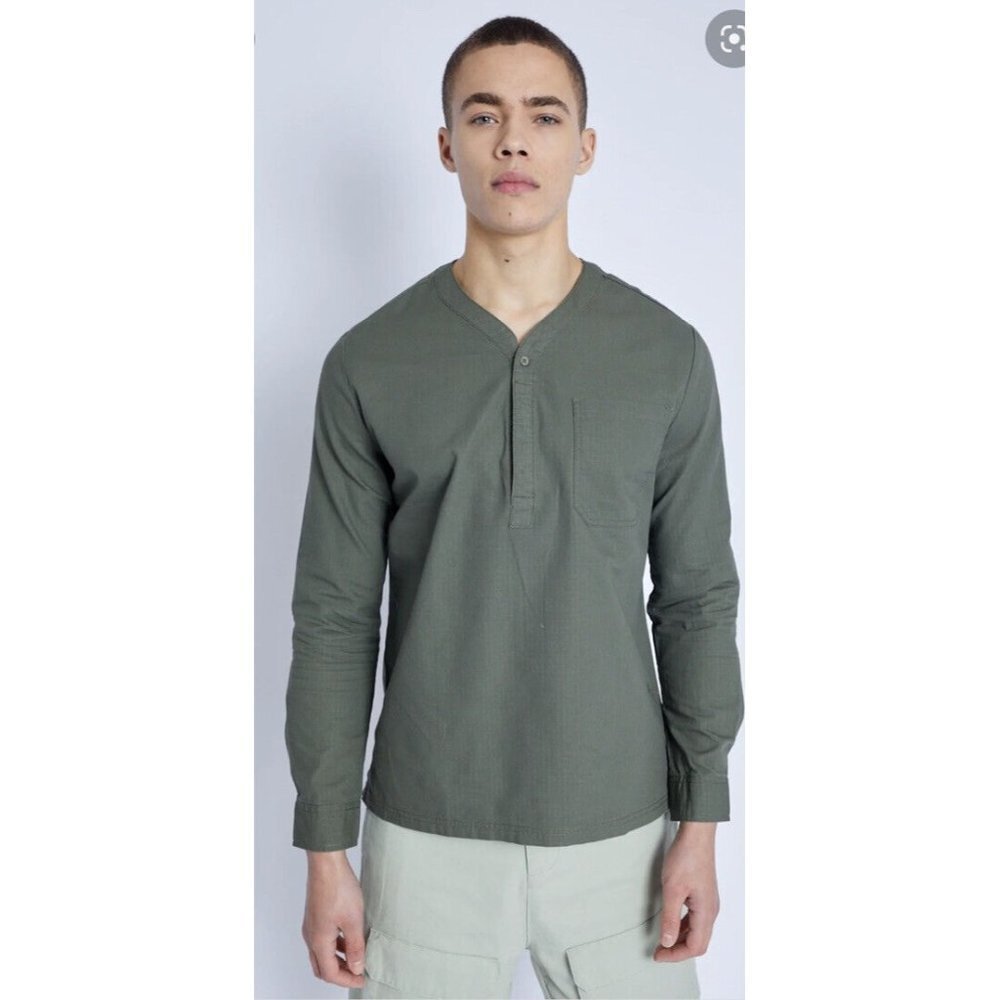 Native Youth‎ Mens Long Sleeve Sequioa Green Button Front Shirt SZ L